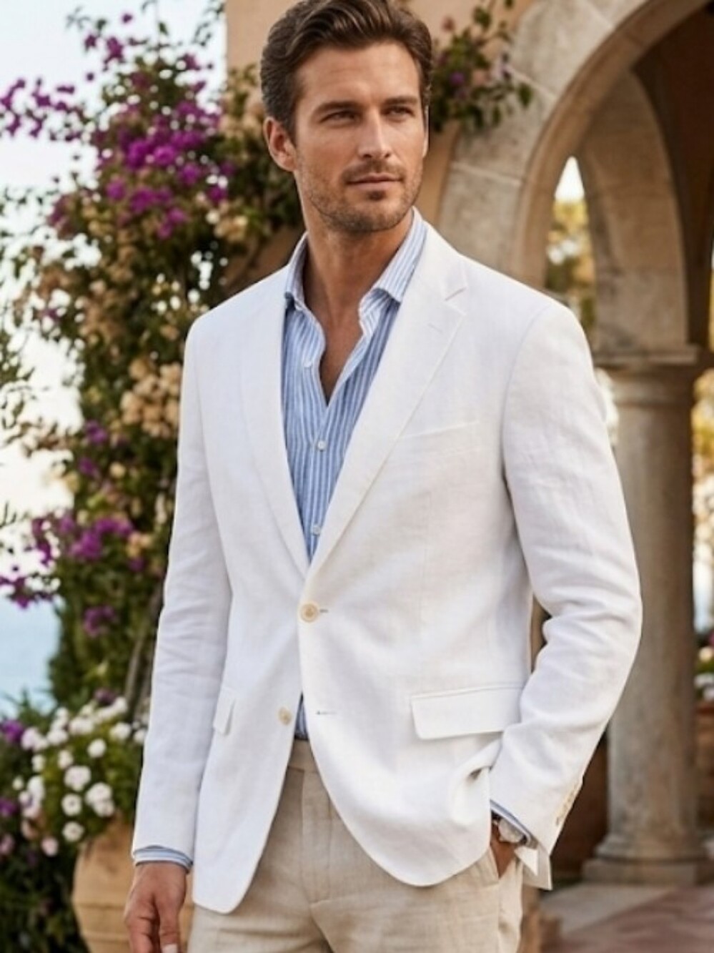 Lauren Ralph Lauren Men's White 100% Linen Blazer Sport Coat Jacket Size 42R
